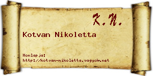 Kotvan Nikoletta névjegykártya